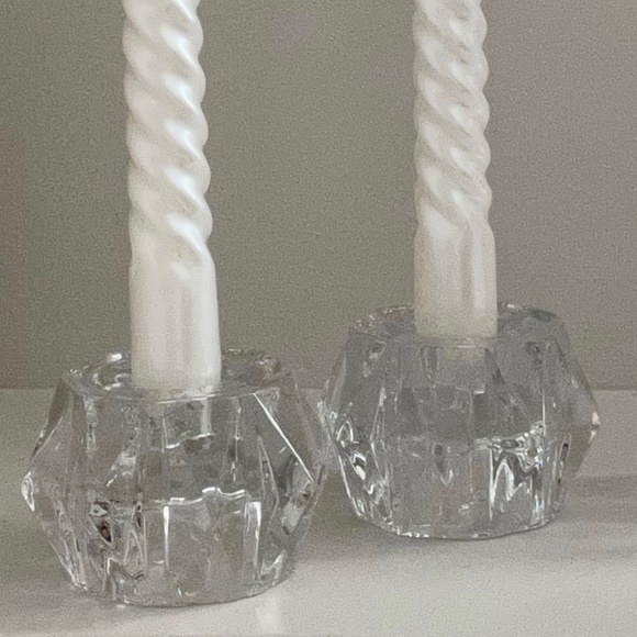 Set Faceted MCM Taper&Tealight Candle Holders - Picture 2 of 3
